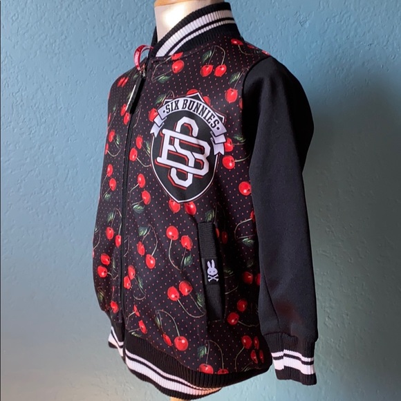 Kids bomber jacket Cherries black size 2 year. - Picture 3 of 4